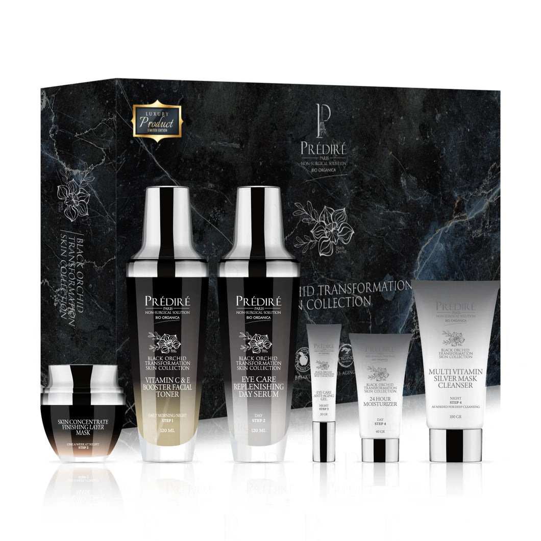Colección aspectos de transformación de orquídea negra | Hidratante, concentrado, suero, tónico, gel, hidratación, potenciador de vitaminas, antienvejecimiento, mascarilla, antiarrugas, colágeno y limpiador | Edición limitada