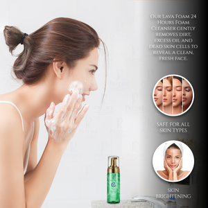 Oil Control Teal Lava Foam Facial Cleanser with Collagen and Stem Cell Technology (Rich with Vitamin E & A)
