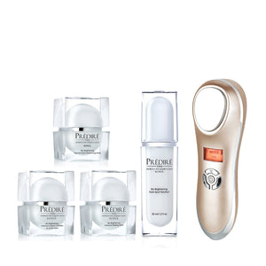 Colección de equilibrio bio-brillante, rica en vitamina E y A, con compresas sónicas calientes y frías de elementos infinitos.