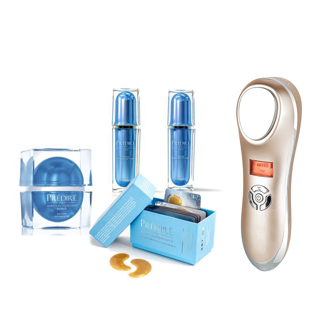 Colección antienvejecimiento para el cuidado de los ojos con compresas sónicas calientes y frías de elemento infinito