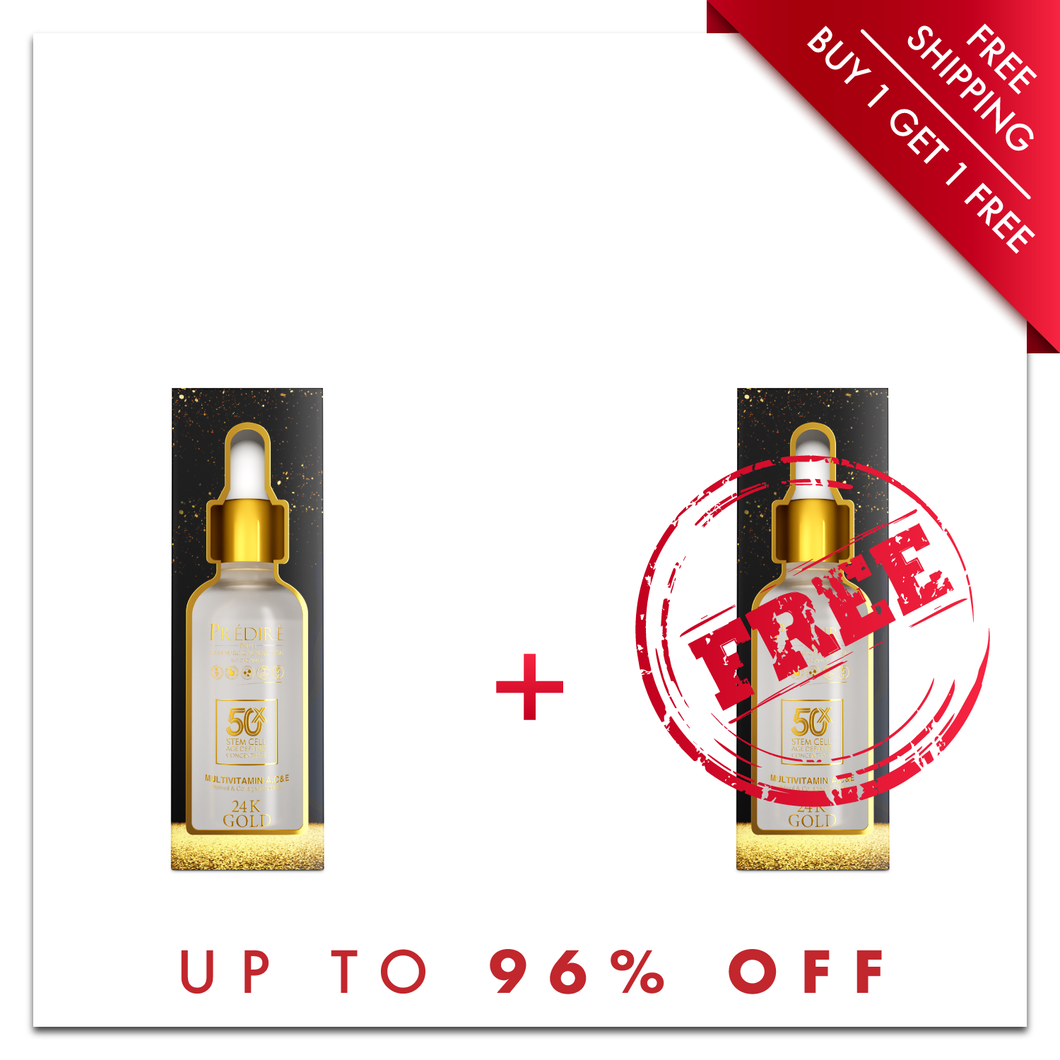 50X Premium Multi-Vitaminas A, C y E Retinol y Refuerzo de Colágeno 24K Serum de Oro | Paquete BOGO