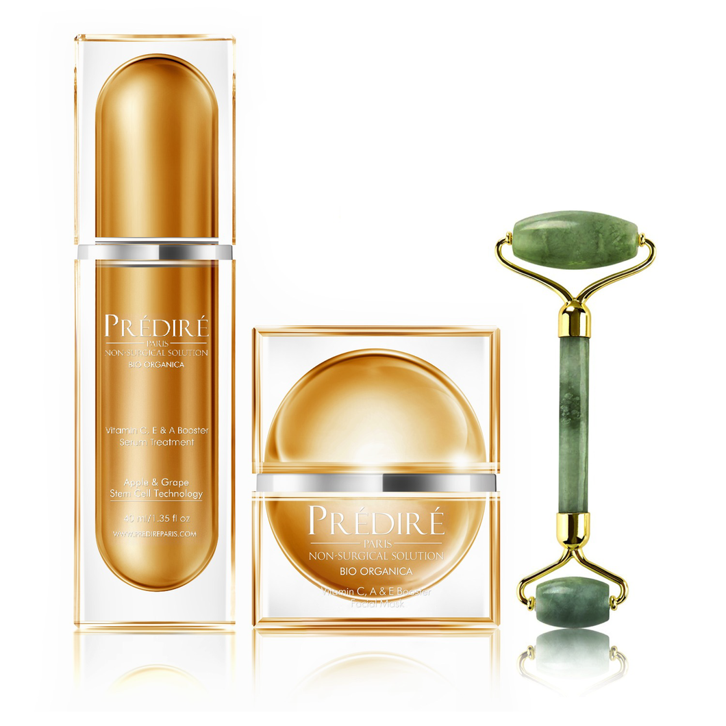 Potenciador de Vitaminas C, E y A y Colección Hidratante (Paquete) + Exclusivo Rodillo Infusor de Jade