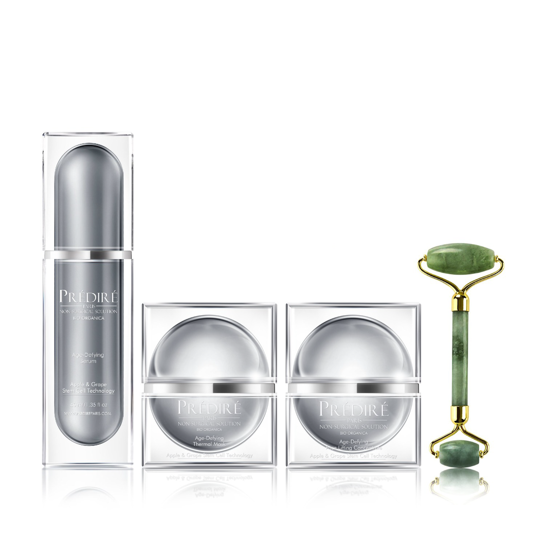Régimen Completo con Células Madre de Manzana y Uva que Desafían la Edad (Paquete) + Exclusivo Infusor de Rodillo de Jade
